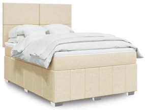 vidaXL Κρεβάτι Boxspring με Στρώμα Κρεμ 140x200 εκ. Υφασμάτινο