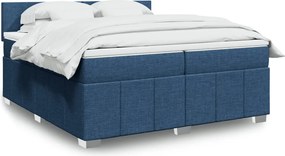 vidaXL Κρεβάτι Boxspring με Στρώμα Μπλε 200x200 εκ. Υφασμάτινο