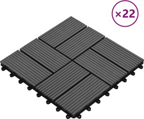 vidaXL Πλάκα Κατασκευής 22 pcs Γκρι 30 x 30 cm WPC