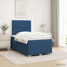 vidaXL Κρεβάτι box spring με στρώμα Μπλε 120 x 200 cm Ύφασμα