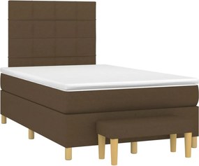 vidaXL Κρεβάτι Boxspring με Στρώμα Σκούρο Καφέ 120x200 εκ. Υφασμάτινο
