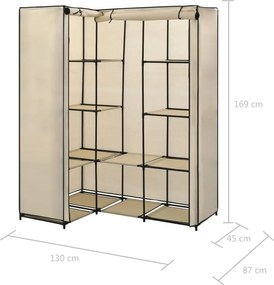 vidaXL Γωνιακή Ντουλάπα Κρεμ 130x87x169 εκ.