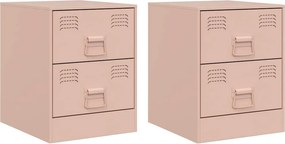 vidaXL Κομοδίνα 2 τεμ. Ροζ 34,5 x 39 x 44 εκ. από Χάλυβα
