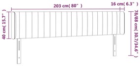 vidaXL Κεφαλάρι Κρεβατιού LED Taupe 203x16x78/88 εκ. Υφασμάτινο