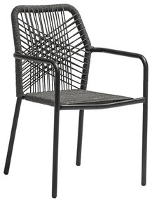 Καρέκλα - Πολυθρόνα Kherson αλουμίνιο σχοινί ανθρακί-μαξιλάρι γκρι 55x61x84 εκ.