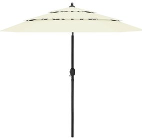 vidaXL Ομπρέλα Κήπου 3 Επιπέδων Λευκό της Άμμου 2,5μ. Ιστό Αλουμινίου