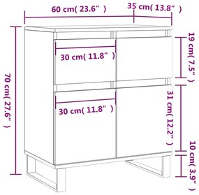 Ντουλάπι Γκρι Σκυροδέματος 60x35x70 εκ. Επεξεργασμένο Ξύλο - Γκρι