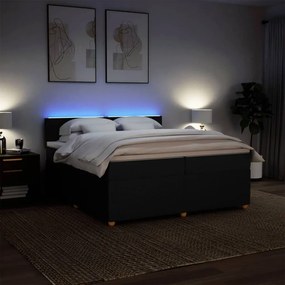 Κρεβάτι Boxspring με Στρώμα Μαύρο 200x200 εκ. Υφασμάτινο - Μαύρο