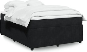 vidaXL Κρεβάτι Boxspring με Στρώμα Μαύρο 140x200 εκ. Βελούδινο
