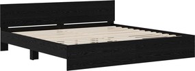 vidaXL Κρεβάτι με Κεφαλάρι Μαύρη Δρυς 200 x 200 cm Επεξεργασμένο ξύλο