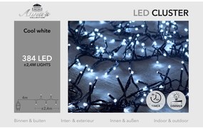 ΦΩΤΑΚΙΑ CLUSTER  384LED/2,4M  ΨΥΧΡΟ ΛΕΥΚΟ - 4M ΚΑΛΩΔΙΟ ΜΑΥΡΟ 36V/IP44 ΜΕΤΑΣΧΗΜΑΤΙΣΤΗΣ  3.6VA - ON / 8/16H TIMER / OFF /