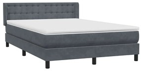 vidaXL Κρεβάτι Boxspring με Στρώμα Σκούρο Γκρι 140x210 εκ. Βελούδινο