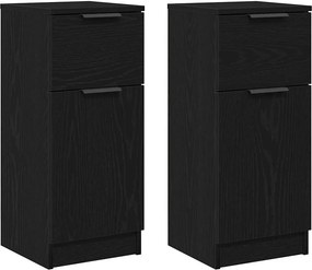 vidaXL Πλαϊνό γραφείο με συρτάρι 2 pcs Μαύρη Οξυά 30 x 30 x 70 εκ.