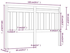 Κεφαλάρι Κρεβατιού 140 x 4 x 100 εκ. από Μασίφ Ξύλο Πεύκου - Καφέ