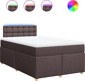 vidaXL Κρεβάτι Boxspring με Στρώμα Σκούρο Καφέ 120x200 εκ. Υφασμάτινο