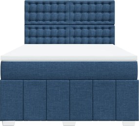 vidaXL Κρεβάτι Boxspring με Στρώμα Μπλε 160x200 εκ. Υφασμάτινο
