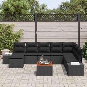 vidaXL Σετ Καναπέ Κήπου 9 pcs Μαύρο