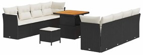 vidaXL Σετ Καναπέ Κήπου 11 pcs Μαύρο συνθετικό ρατάν