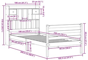 ΚΡΕΒΑΤΙ ΒΙΒΛΙΟΘΗΚΗ ΧΩΡΙΣ ΣΤΡΩΜΑ 100X200 ΕΚ ΜΑΣΙΦ ΞΥΛΟ ΠΕΥΚΟΥ 3321934