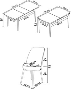 Extendable Dining Table &amp; Chairs Set (7 Pieces) Han - White, Cappuccino White
Cappuccino