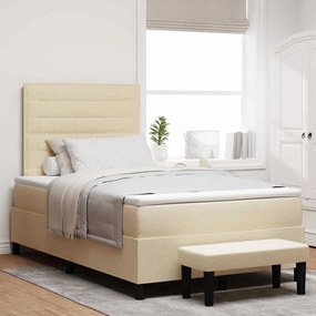 vidaXL Κρεβάτι με ελατήρια με στρώμα Κρεμ 120 x 200 cm ύφασμα
