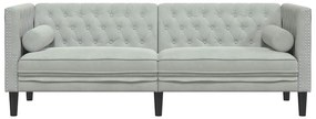 vidaXL Καναπές Chesterfield Ανοιχτό γκρι 194 x 74.5 x 70.5 εκ. Βελούδο