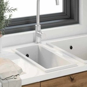 vidaXL Νεροχύτης  με άνοιγμα υπερχείλισης σε λευκό γρανίτη