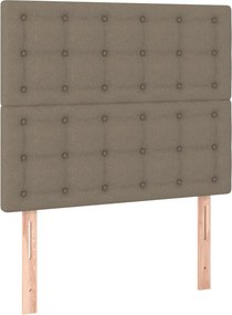 vidaXL Κρεβάτι Boxspring με Στρώμα &amp; LED Taupe 90x200 εκ. Υφασμάτινο
