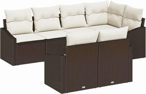 vidaXL Σετ Καναπέ με μαξιλάρι 7 pcs Καφέ συνθετικό ρατάν
