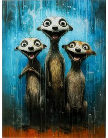 Πίνακας Γυάλινος Singing Meerkats Πολύχρωμος 60x0.4x80εκ. - Μπλε