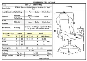 Πολυθρόνα BF9150 Gaming Διευθ/ντή Pvc Μαύρο/Κόκκινο