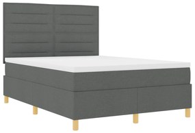 vidaXL Κρεβάτι  με Στρώμα Σκούρο Γκρι 140x200 εκ. ύφασμα