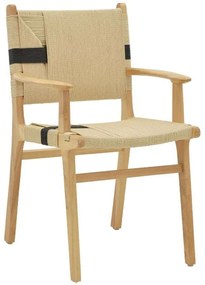 Πολυθρόνα Olivier 263-000005 62x60x85cm Natural-Black Wood, Rope