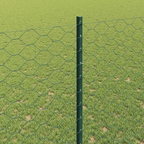 vidaXL Εξωτερική εξάγωνη περίφραξη με στήλη 10 x 1,5 m Πράσινο Δίχτυ