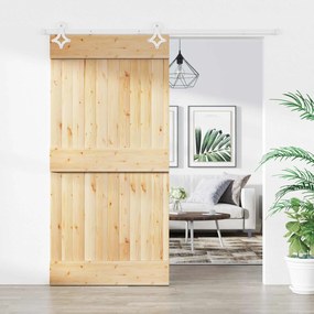 vidaXL Συρόμενη Πόρτα Φυσικό και Λευκό 100 x 210 cm