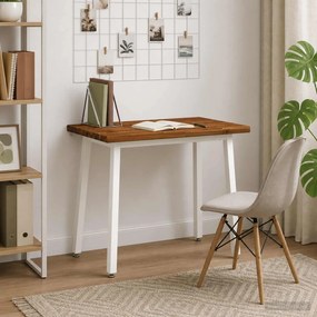 vidaXL 110 x 55 x 75 cm Στερεό Ξύλο Ακακίας Φυσικό και Λευκό