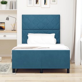 vidaXL Κρεβάτι Δίχτυ Σκούρο Μπλε 120x200 cm Βελούδο