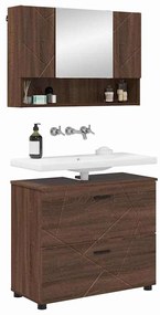 vidaXL Σετ Επίπλων Μπάνιου με ράφι 2 pcs Καφέ δρυς 76,5 x 35 x 64 εκ