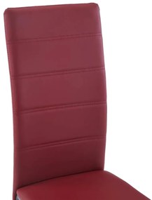 Καρέκλες Τραπεζαρίας «Πρόβολος» 2 τεμ. Κόκκινες Συνθετικό Δέρμα - Κόκκινο