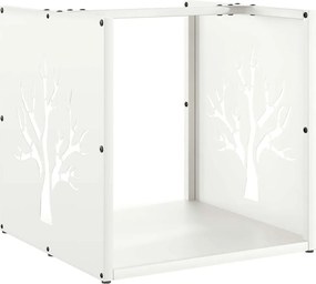 vidaXL Ράφι Καυσόξυλων Λευκό 40x40x40 εκ. Χάλυβας ψυχρής έλασης