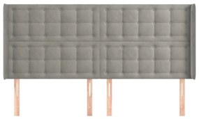 Κεφαλάρι με Πτερύγια Ανοιχτό Γκρι 163x16x118/128 εκ. Βελούδινο - Γκρι