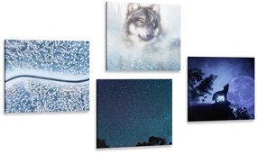 Σετ εικόνων με μοναχικό λύκος - 4x 60x60