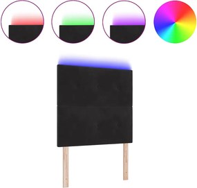vidaXL LED κεφαλάρι με φώτα λωρίδας LED Μαύρο 90 cm Πολυεστέρας