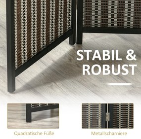 HOMCOM Διαχωριστικό Δωματίου, πτυσσόμενο, Ξύλο πεύκου/Μπαμπού, 180 x 180 cm, Καφέ/Μαύρο