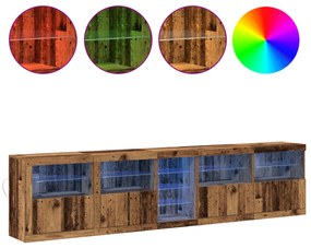 vidaXL μπουφές με φώτα LED Παλιό ξύλο 283x37x67 εκ. Επεξεργασμένου ξύλου