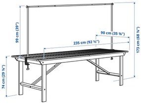 BONDHOLMEN/HELGEO τραπέζι με διακοσμητική ράγα/εξωτερικού χώρου, 235 cm 395.453.35