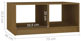 Τραπεζάκι Σαλονιού Καφέ Μελί 75x50x33,5 εκ. Μασίφ Ξύλο Πεύκου - Καφέ