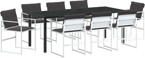 vidaXL Σέτ φαγητού για κήπο 9 pcs Λευκό 200 x 80 x 73 εκ