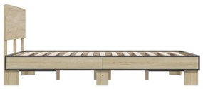 vidaXL Πλαίσιο Κρεβατιού Sonoma Δρυς 140x200 εκ. Επεξ. Ξύλο &amp; Μέταλλο