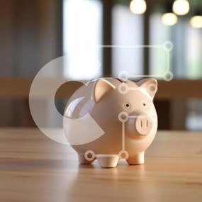 Intra Συλλεκτικό Ξύλινο Παζλ Plywood  4mm - Κεραμικός κουμπαράς σε ξύλινο τραπέζι Σε Ξύλινο Κουτί - Διαστάσεις: 10x10 cm – 25 κομμάτια